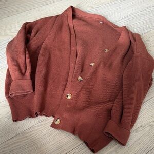 Rust Burnt Orange Cardigan Oversized with Button Detail